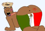 angry anus ass brown_skin full_body glasses mexico nsfw open_mouth queen_of_spades sombrero soyjak spade stubble united_kingdom united_states variant:cobson vidya_butts yellow_teeth // 1717x1178 // 496.6KB