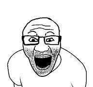 angry front_facing glasses open_mouth series:fusionjaks soyjak stubble template variant:el_perro_rabioso variant:markiplier_soyjak // 427x400 // 21.1KB