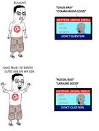 angry arm chud closed_mouth clothes communism full_body glasses hair hand hands_up leg nazism news npc open_mouth pol_(4chan) russia russo_ukrainian_war shorts soyjak swastika text tshirt ukraine variant:chudjak // 1680x2230 // 379.2KB