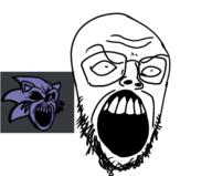 angry friday_night_funkin' glasses open_mouth sega sonic sonic.exe sonic_the_hedgehog soyjak stubble variant:unknown // 443x368 // 68.7KB