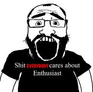 arm balding beard clothes enthusiast glasses hair open_mouth soyjak subvariant:science_lover text tshirt variant:markiplier_soyjak // 800x789 // 96.5KB