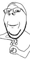 arm glasses hand meta:tagme smile soyjak stubble subvariant:wholesome_soyjak v_sign variant:gapejak // 599x1158 // 29.2KB