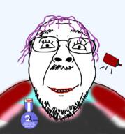 award badge closed_mouth discord flag:transgender_pride_flag glasses lipstick mustache nate purple_hair smile soyjak soyjak_party spray_paint stubble text tranny variant:bernd // 568x610 // 171.5KB