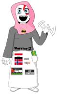 Warrior-Z(user) arab.org aryan batman batman_(series) blue_eyes blush clothes dress eyelashes female full_body god_of_war hijab iraq islamophobia kratos necklace no_nose norway open_mouth palestine quran series:name-tan shahada soyjak spade variant:soytan video_game wave waving // 1352x2196 // 112.4KB