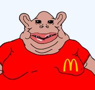 amerimutt bald brown_skin clothes ear fat lips mcdonalds mutt nose open_mouth subvariant:brandamerican subvariant:branigger subvariant:impish_amerimutt teeth transparent_background variant:brandon variant:impish_soyak_ears // 1675x1583 // 98.8KB