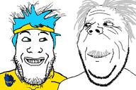 albert_einstein are_you_soying_what_im_soying female looking_at_each_other meta:op_is_a_shalala_for_not_adding_a_variant_tag ninja variant:gapejak variant:markiplier_soyjak // 1200x800 // 103.6KB