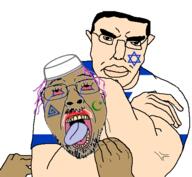 ack allah arab bengali bloodshot_eyes choke_hold closed_mouth crying gaza hamas islam israel israeli judaism meta:tagme muslims open_mouth pakistani palestine purple_hair star_and_crescent star_of_david taqiyah the_weak_should_fear_the_strong tranny variant:bernd variant:chudjak // 499x461 // 83.5KB