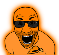 1soyjaks bald beard black_glasses cloudflare colored_glasses cuckflare eyebrow eyebrow_raise eyebrows glowing orange_skin shining shiny trend:glowie variant:el_perro_rabioso // 427x400 // 41.3KB