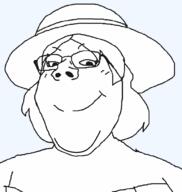 clothes double_chin fat female glasses hair happy hat subvariant:gapejak_female template variant:gapejak // 940x992 // 22.2KB