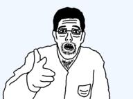 arm avgn chest_hair clothes ear glasses hair hand open_mouth shocked soyjak stubble variant:nasalirrigation // 640x480 // 12.6KB