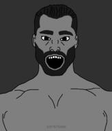 beard buff ear gigachad grey_background grey_skin hair open_mouth soyjak variant:gigasoy // 1080x1266 // 30.1KB