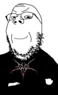 arm black_shirt closed_mouth clothes crossed_arms enmity_(band) glasses looking_at_you metal_(music) smirk smug soyjak stubble variant:gapejak // 730x1194 // 95.6KB