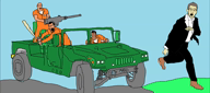 car dead_rising drawn ext=mp4 frank_west glasses jeep military music stubble variant:feraljak variant:impish_soyak_ears variant:markiplier_soyjak variant:uncjak // 1920x850, 61.6s // 10.0MB