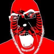 albania angry animal bird country flag flag:albania glasses open_mouth reichsadler soyjak stubble variant:cobson // 721x720 // 36.1KB