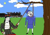 bloodshot_eyes blue_archive glasses hachiroku hanging maitetsu open_mouth soyjak stubble tachibana_hikari train tree variant:bernd variant:chudjak // 2100x1500 // 420.6KB