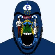 angry bald blue_eyes facial_mark flag flag:israel flag:maine forehead_mark glasses israel looking_at_you maine open_mouth queen_of_spades soyjak spade star_of_david state stubble subvariant:cobson_front2 subvariant:spadeson text thick_eyebrows united_states variant:cobson // 800x800 // 197.8KB