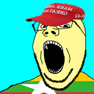 blue_background burma cyan_background flag:burma flag:myanmar glasses maga maga_hat myanmar open_mouth shitpost subvariant:wholesome_soyjak variant:gapejak yellow_skin // 800x800 // 163.3KB