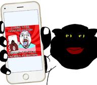 big_lips closed_mouth fat flag:nazi_germany flag:transgender_pride_flag hair hand iphone mutt nazism phone red_lips subvariant:branigger swastika tranny ugly vantablack variant:bernd variant:brandon white_shirt yellow_sclera // 2160x1884 // 1.1MB