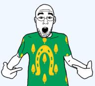 arm british clothes ear england flag flag:rutland glasses hair hand horseshoe open_mouth pointing rutland soyjak stubble teeth tshirt united_kingdom variant:shirtjak // 1236x1118 // 150.6KB