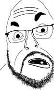 angry beard eyebrows glasses nose open_mouth retard soyjak variant:fortson wrinkles // 361x621 // 109.0KB