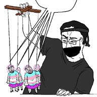 5soyjaks ack artist artist:soyjakfan01 chud drawfag drawn dunchenman_(user) eyebrows eyes flag:transgender_pride_flag hanging holding_object marionette mask meta:namefags open_mouth purple_hair purple_tongue red_shirt soyjak soyjakfan01 speech_bubble speech_bubble_empty stubble thinking tranny trans transgender_flag troon variant:bernd variant:chudjak // 600x600 // 47.6KB