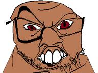 beige_skin content_aware distorted glasses large_nose looking_at_you mulatto open_mouth raised_eyebrow red_eyes soyjak stubble subvariant:crazyguyjak teeth variant:feraljak // 800x600 // 15.5KB