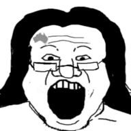 fat glasses hair long_hair open_mouth soyjak variant:markiplier_soyjak // 512x512 // 48.9KB