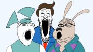 animal brown_hair cartoon clothes eyelashes glasses hair hawaiian_shirt hugh_neutron jenny_wakeman jimmy_neutron kangaroo my_life_as_a_teenage_robot nickelodeon nickelodeon_all_star_brawl open_mouth ponytail robot rocko rockos_modern_life variant:gapejak variant:markiplier_soyjak variant:tony_soprano_soyjak video_game xj9 // 2300x1288 // 134.8KB