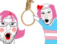 2soyjaks ack eyelashes flag glasses noose pink_skin pointing rope soyjak stubble tranny variant:two_pointing_soyjaks // 966x755 // 229.7KB