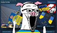 book flag glasses hand hands_up pig russo_ukrainian_war soyjak steam stubble subvariant:wewjak ukraine variant:soyak vladimir_putin volodymyr_zelenskyy // 1470x850 // 1019.2KB