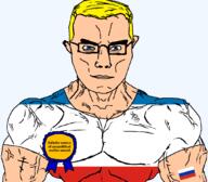 arm award blue_eyes buff christianity closed_mouth clothes crimea eastern_orthodox eyes_like_the_o-o-cean_like flag flag:crimea flag:russia glasses hair orthodox_cross russia seethe soyjak subvariant:chudjak_front subvariant:muscular_chud text transparent transparent_background tshirt ukraine variant:chudjak vein yellow_hair // 1059x929 // 55.3KB