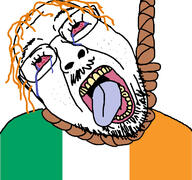 bloodshot_eyes brimmiest_comments_section☣️☣️☣️_do_not_enter☣️☣️☣️ country crying flag flag:ireland freckles ginger ginger_hair glasses inbred ireland open_mouth orange_hair rope soyjak stubble tongue variant:bernd yellow_teeth // 768x719 // 284.0KB