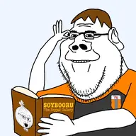 adjusting_glasses arm award badge book brown_hair dan glasses hair hand orange_shirt reading smile soybooru stubble variant:impish_tony // 768x768 // 232.7KB