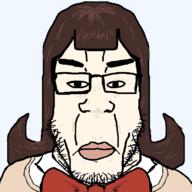 anime bow bowtie brown_hair jacket komi_san_cant_communicate subvariant:chudplier variant:markiplier_soyjak yamai_ren // 1000x1000 // 39.5KB