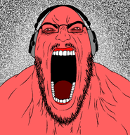 angry audiophile bald beard bloodshot_eyes earrape eyebrows full_head gigachad glasses headphones high_quality high_res looking_up meta:high_resolution meta:template muscles muscular_male neck open_mouth rage red_eyes red_skin screaming soyjak static stubble teeth teeth_showing tongue variant:soyscream vignette wrinkles yelling // 1532x1590 // 1015.6KB