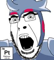 angry armor chemistry element glasses open_mouth platinum soyjak stubble terraria text variant:cobson // 721x789 // 27.3KB