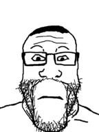 balding beard closed_mouth glasses hair neutral nusak soyjak subvariant:neutralplier variant:markiplier_soyjak // 600x800 // 18.6KB