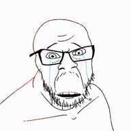 animated crying glasses open_mouth soyjak stubble talking variant:feraljak // 600x584 // 625.9KB