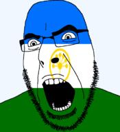 bashkortostan flag flag:bashkortostan full_head glasses hair looking_to_the_right open_mouth russia soyjak stubble teeth text transparent transparent_background variant:cobson // 721x789 // 36.9KB