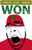 ahegao austria country emerald flag flag:austria gem glasses green green_eyes hair looking_up open_mouth schlog_color_event soyjak soyjak_blog stubble teeth text threat_level_green variant:cobson won // 721x1115 // 137.9KB