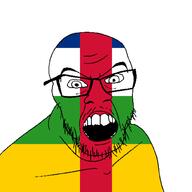 angry central_african_republic country flag glasses jacksepticeye looking_at_you mustache open_mouth soyjak stubble teeth variant:feraljak youtube // 1500x1500 // 23.0KB