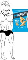 buff food full_body glasses holding_object popcorners smile soyjak stubble subvariant:wholesome_soyjak variant:gapejak // 474x1013 // 48.7KB