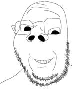 glasses open_mouth soyjak stubble subvariant:gapetard variant:gapejak // 1536x2048 // 58.3KB