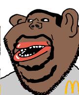 amerimutt black_skin fat gay grey_shirt kanye_west mcdonalds mouth_open no_eyebrows no_glasses recolor subvariant:impish_amerimutt variant:impish_soyak_ears // 561x669 // 22.2KB