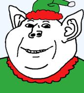 artist:swede baby babyjak christmas ear elf elf_hathat happy smile soyjak stubble subvariant:baby_swede teeth variant:impish_soyak_ears // 304x340 // 6.4KB