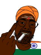 bindi dravidian flag:india india indian meta:tagme middle_finger pajeet smile stubble turban variant:daedaluson yellow_teeth // 472x629 // 27.3KB