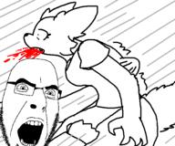 angry blood canine clothes fist fox furry glasses open_mouth punch soyjak stubble variant:cobson // 600x500 // 29.5KB