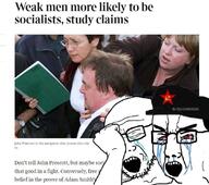 2soyjaks bloodshot_eyes cap closed_eyes clothes communism crying glasses hair hammer_and_sickle hat headline instagram irl_background military_cap news open_mouth screenshot soviet_union star stubble text variant:chudjak variant:soyak watermark // 1080x957 // 173.8KB