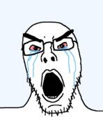 angry bloodshot_eyes crying glasses open_mouth soyjak stubble variant:soldierjak // 561x730 // 29.3KB