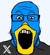 bald balding beak blue_skin glasses soyjak teeth twitter variant:markiplier_soyjak x xitter // 600x660 // 23.1KB